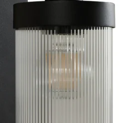 Aplique de exterior Lindby Yrene, 20 cm, negra, con sensor, Riffle