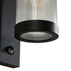 Aplique de exterior Lindby Yrene, 20 cm, negra, con sensor, Riffle