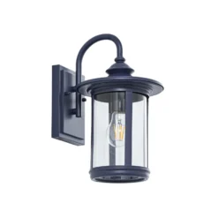 Aplique de exterior Lindby Zayn, azul, cristal, altura 33 cm, IP23
