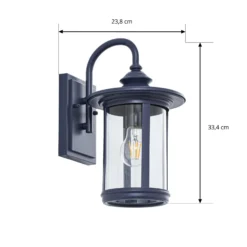Aplique de exterior Lindby Zayn, azul, cristal, altura 33 cm, IP23