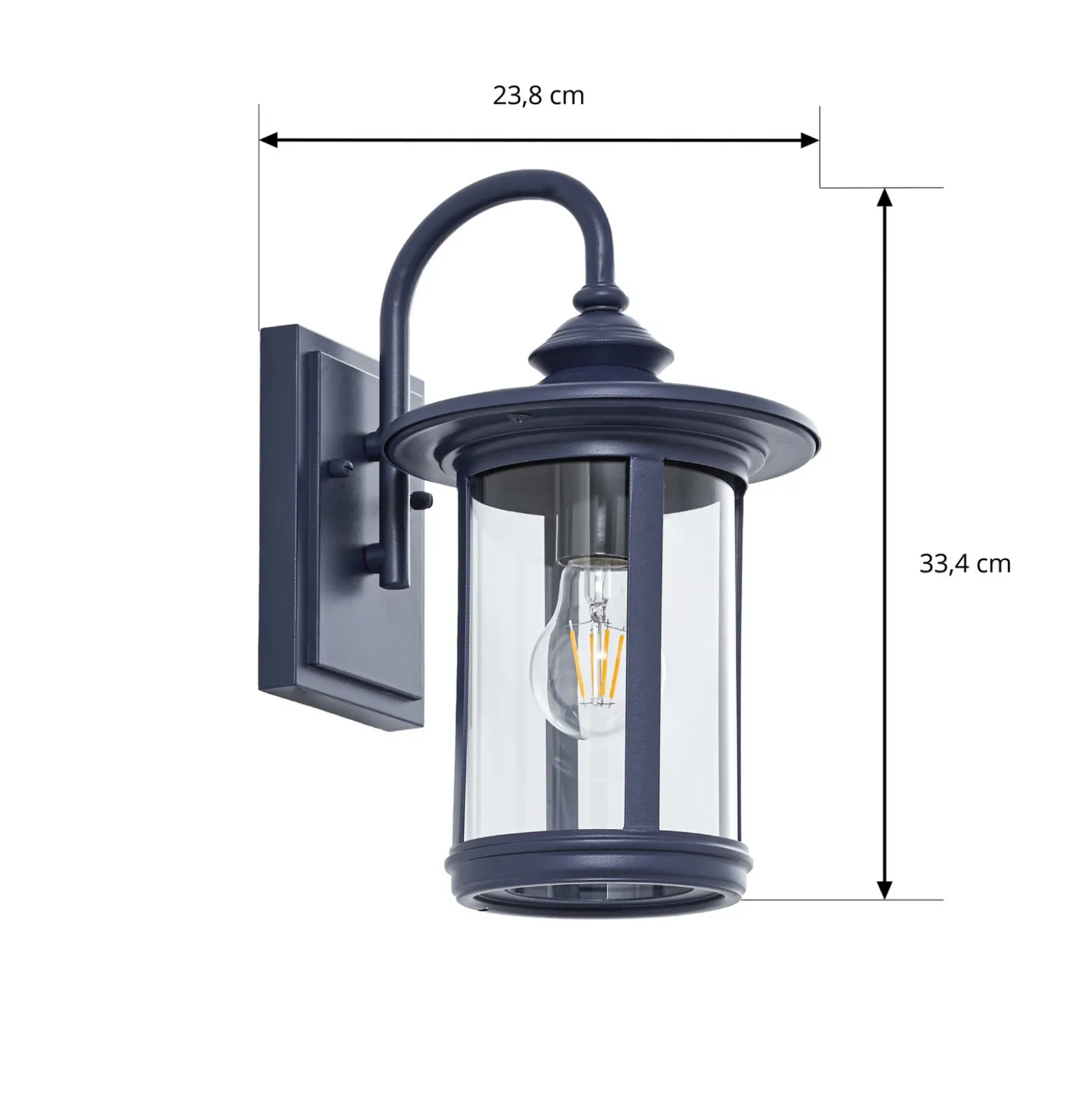 Aplique de exterior Lindby Zayn, azul, cristal, altura 33 cm, IP23