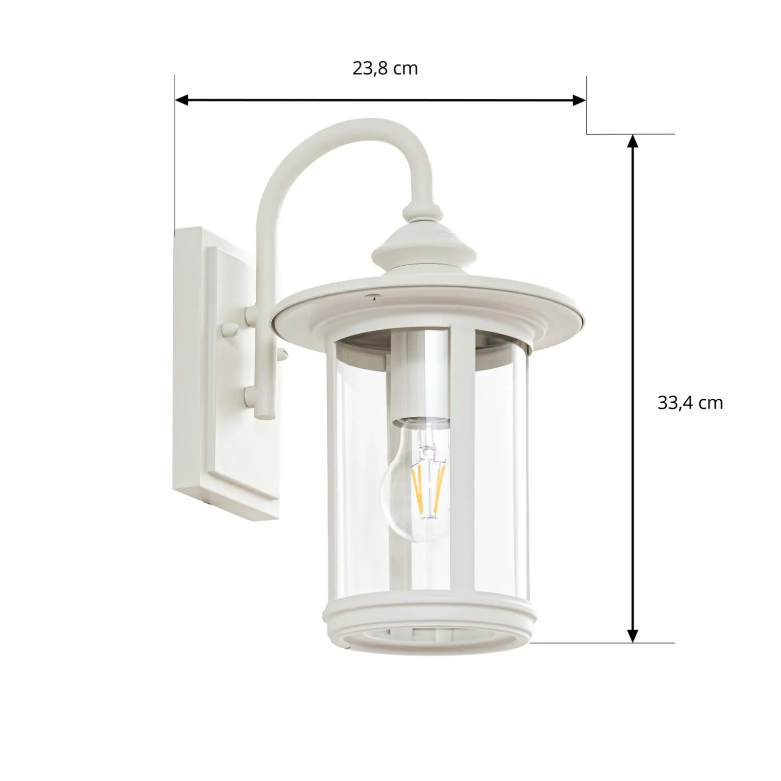 Aplique de exterior Lindby Zayn, blanco, cristal, altura 33 cm, IP23