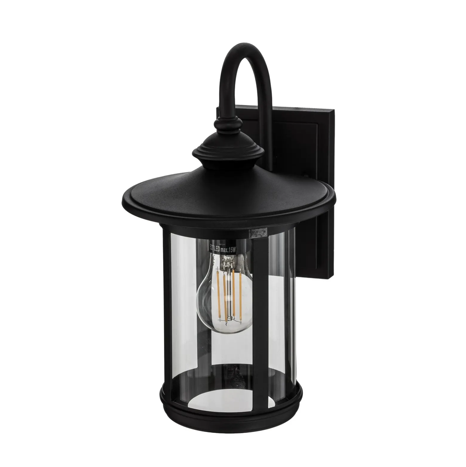 Aplique de exterior Lindby Zayn, negra, cristal, altura 33 cm, IP23