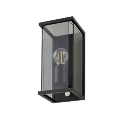 Aplique de exterior Lucande Annalea, gris humo, IP54, con sensor