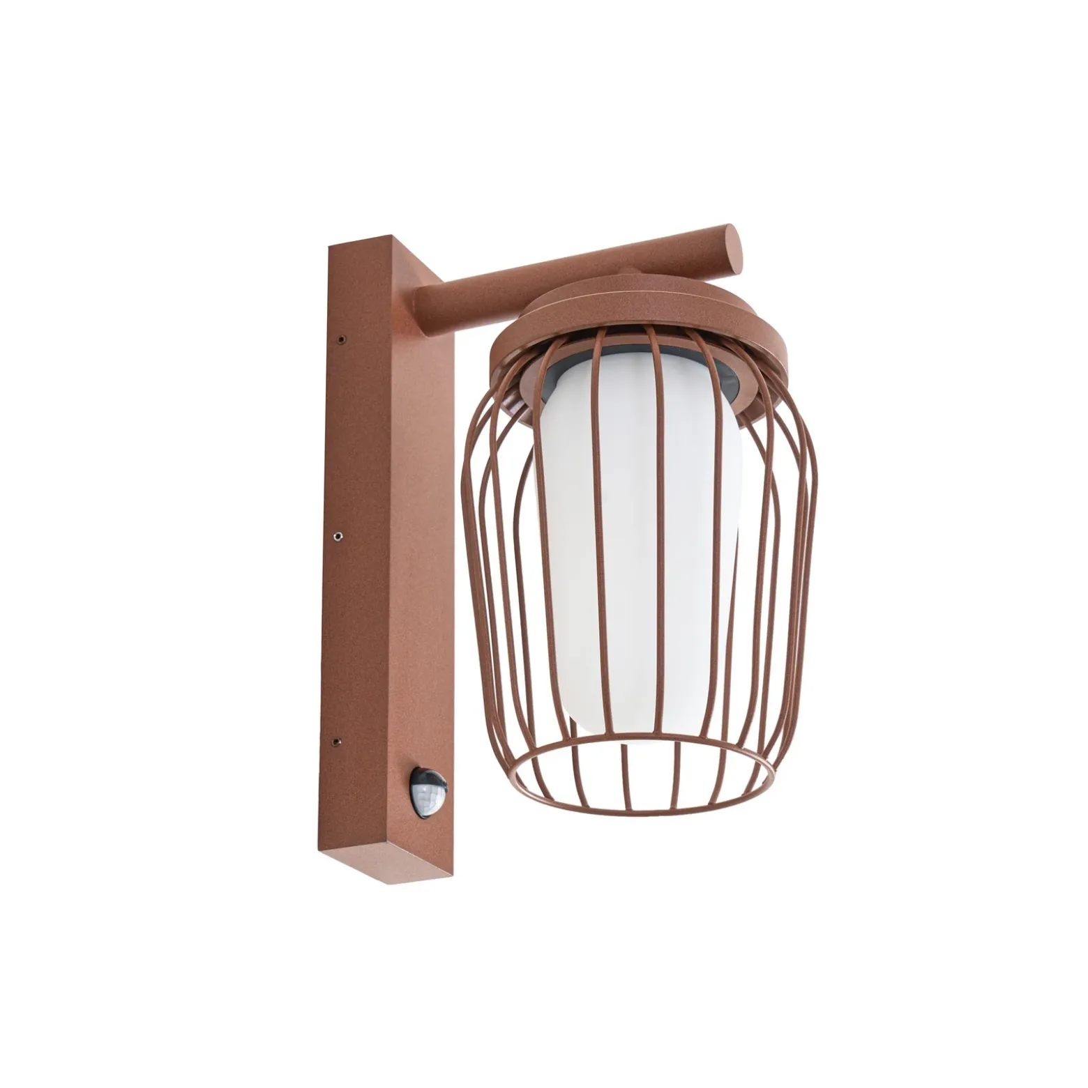 Aplique de exterior Lucande Chandan, óxido, sensor, IP44, E27