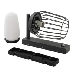 Aplique de exterior Lucande Chandan, 30 cm, antracita, sensor