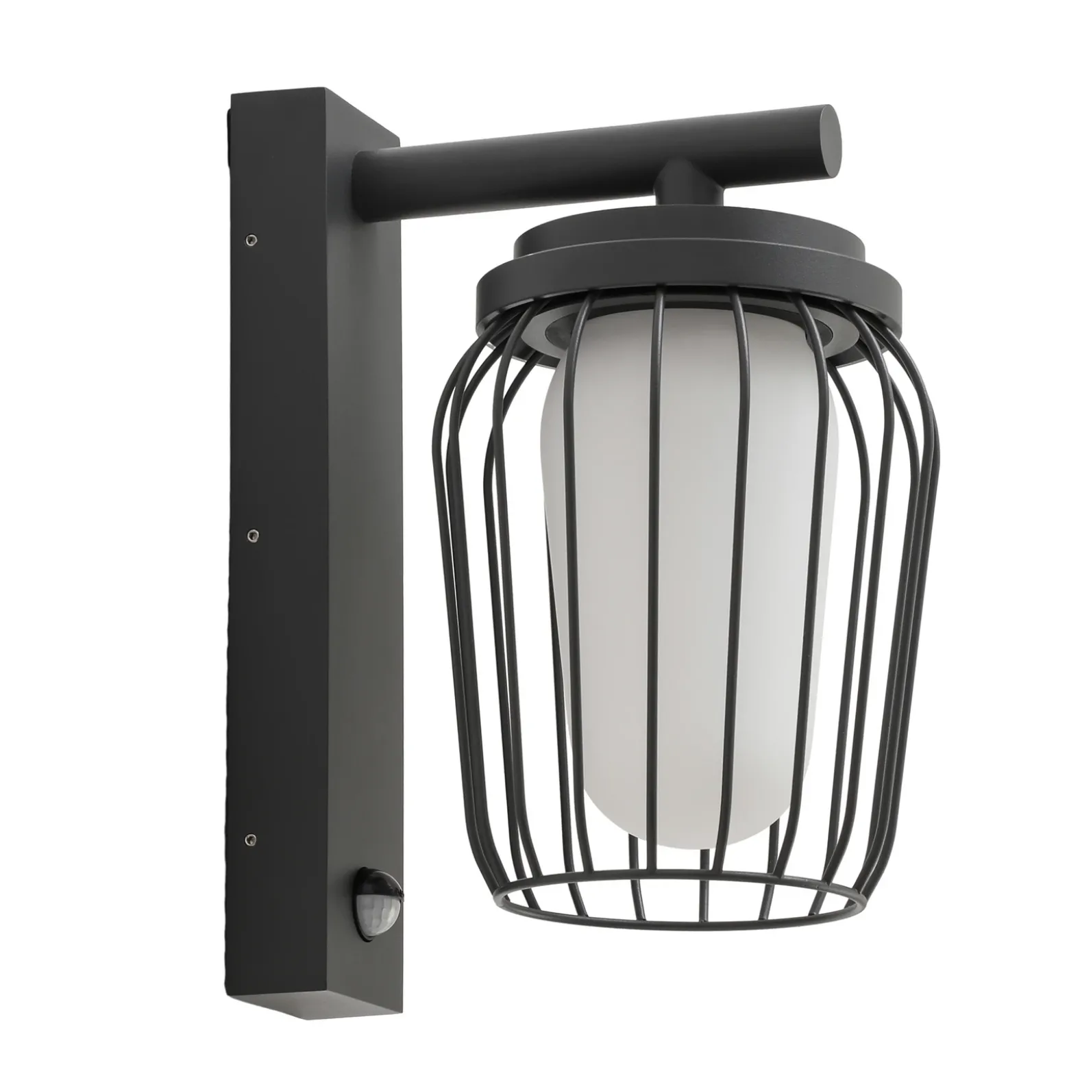 Aplique de exterior Lucande Chandan, 30 cm, antracita, sensor
