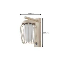 Aplique de exterior Lucande Chandan, 30 cm, beige, sensor, IP44