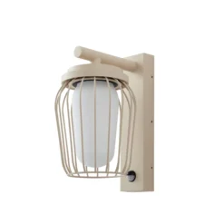 Aplique de exterior Lucande Chandan, 30 cm, beige, sensor, IP44