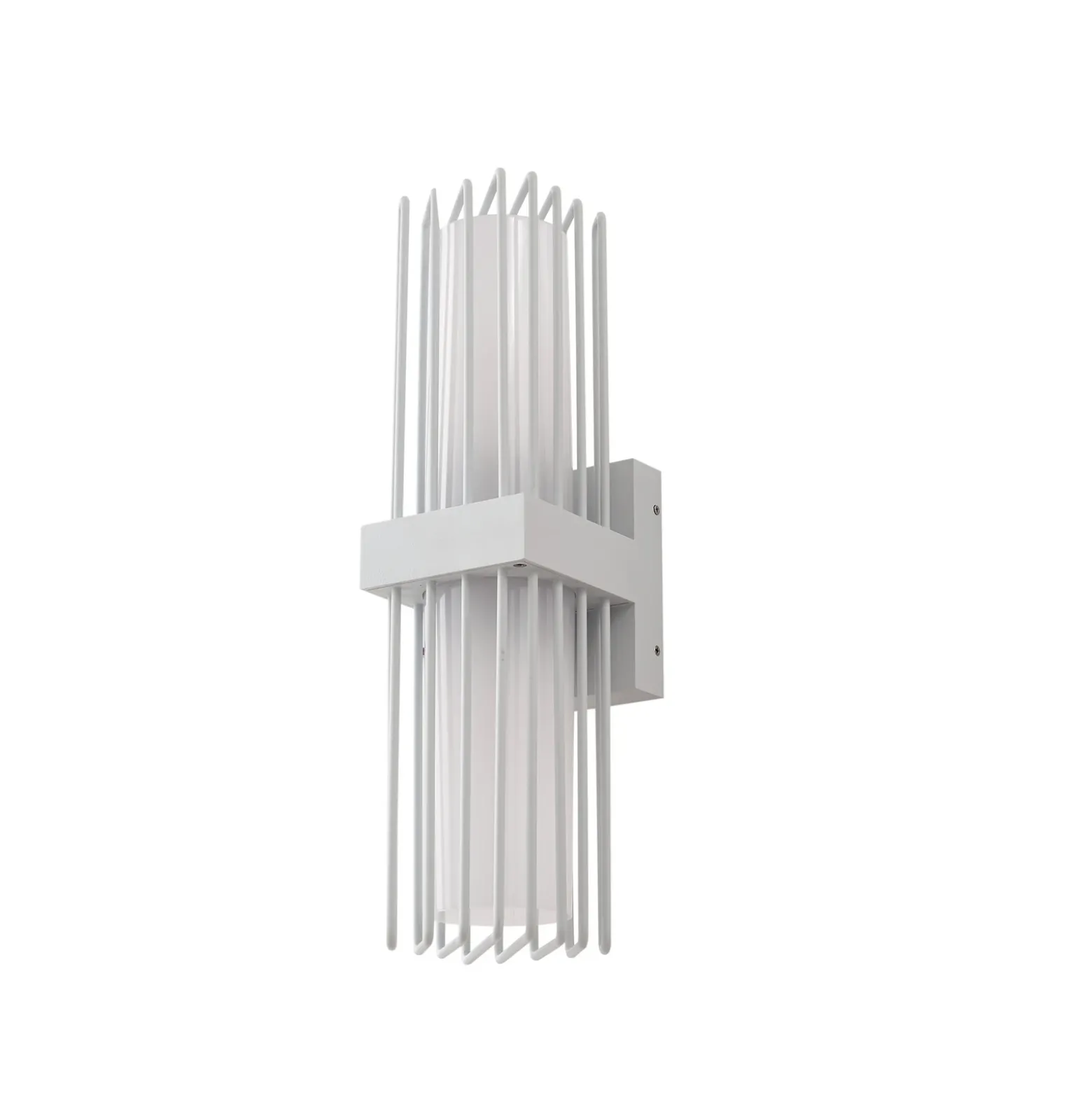 Aplique de exterior Lucande Chandan, 42 cm, blanco, metal, IP54