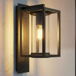 Aplique de exterior Lucande Ferda, portalámpara inferior antracita IP44