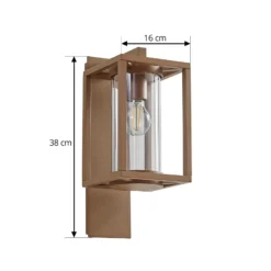Aplique de exterior Lucande Ferda, portalámpara inferior, marrón, IP44