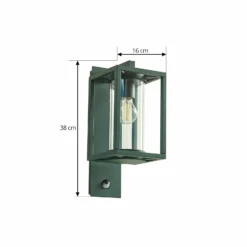 Aplique de exterior Lucande Ferda, portalámpara inferior, verde, IP44