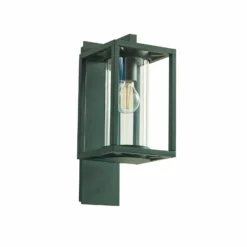 Aplique de exterior Lucande Ferda, portalámpara inferior, verde, IP44
