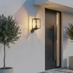 Aplique de exterior Lucande Ferda, portalámpara superior, antracita