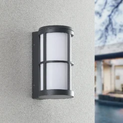 Aplique de exterior Lucande Kelini, gris oscuro