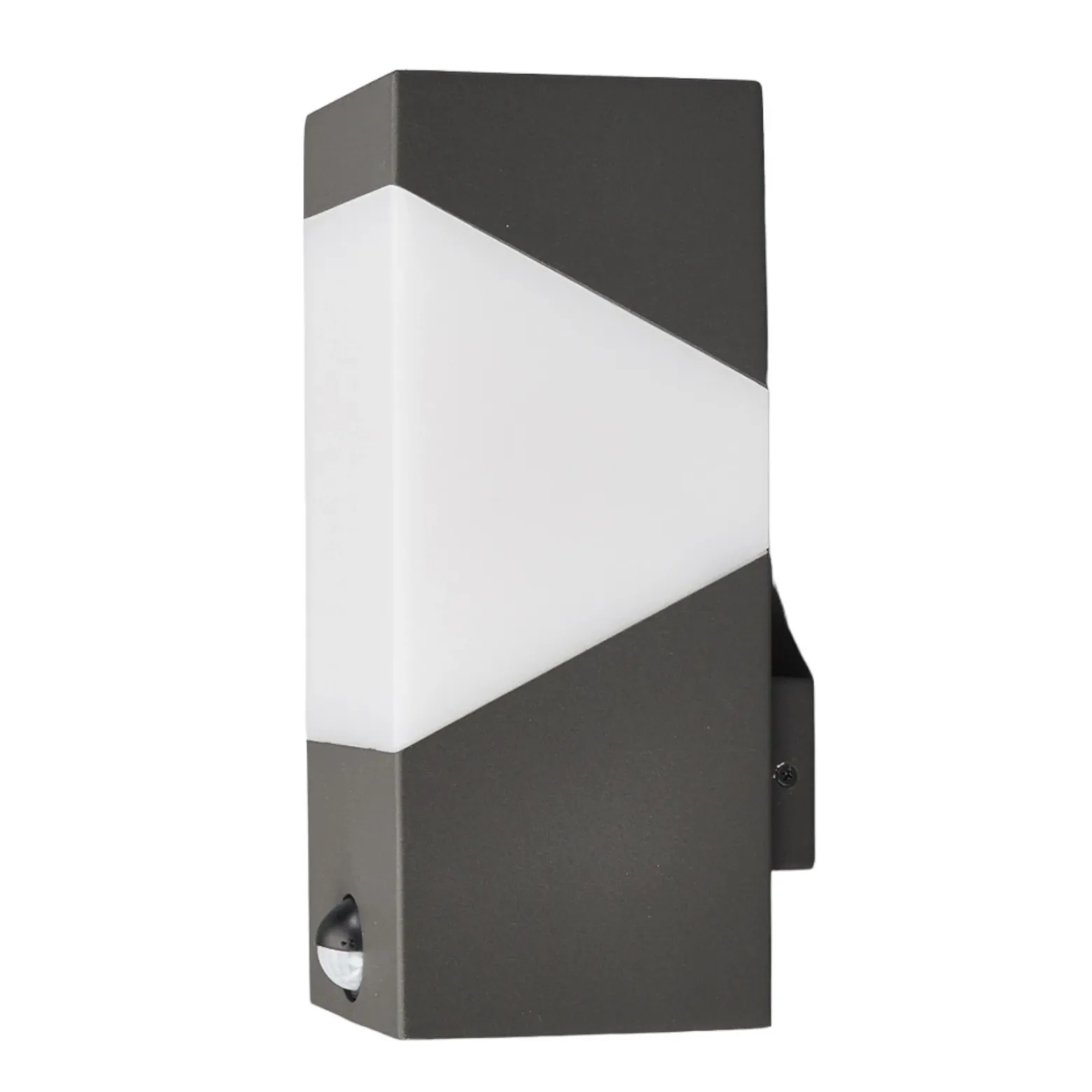 Aplique de exterior Lucande Kiran, con sensor, gris, IP44, E27