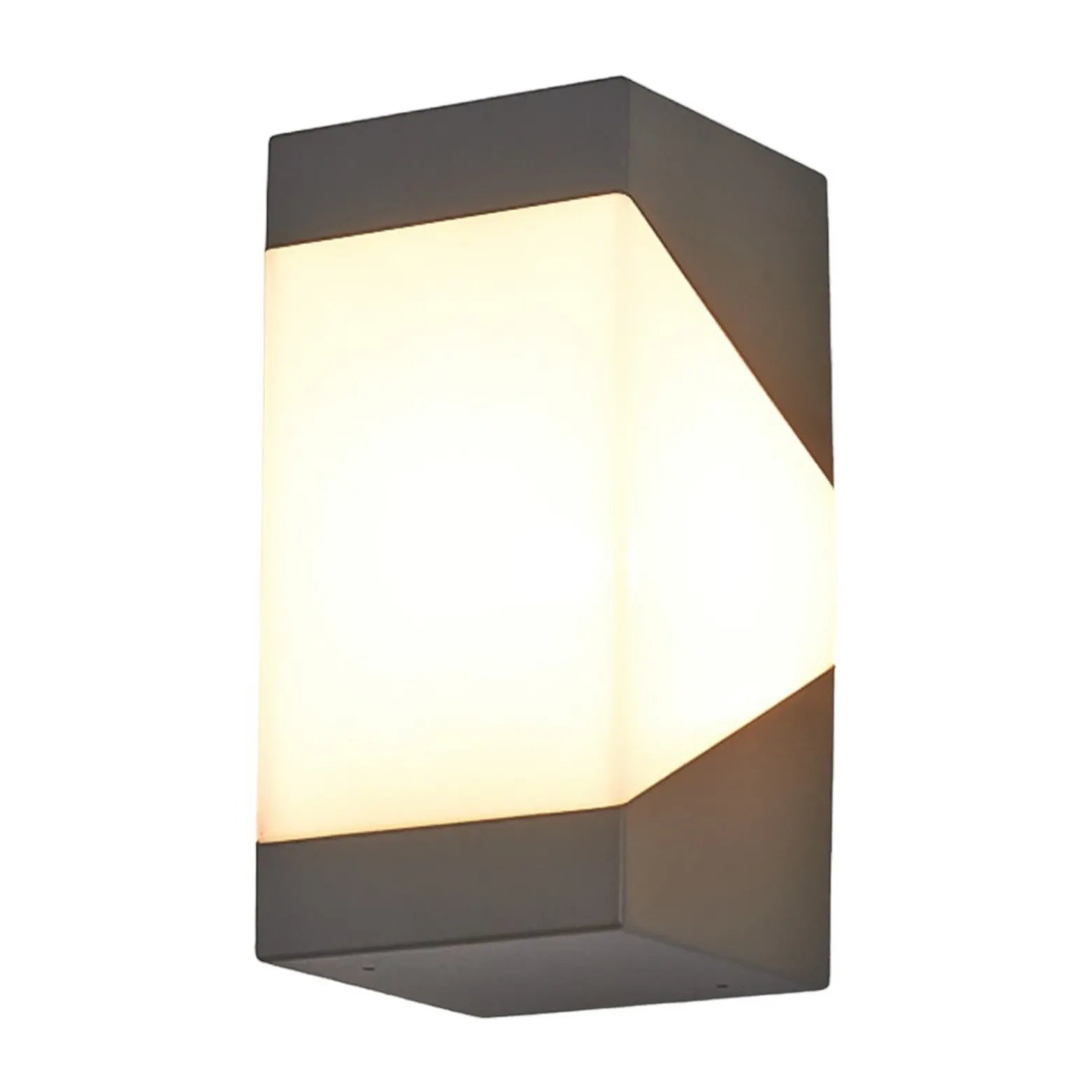 Aplique de exterior Lucande Kiran, gris, metal, IP44, E27
