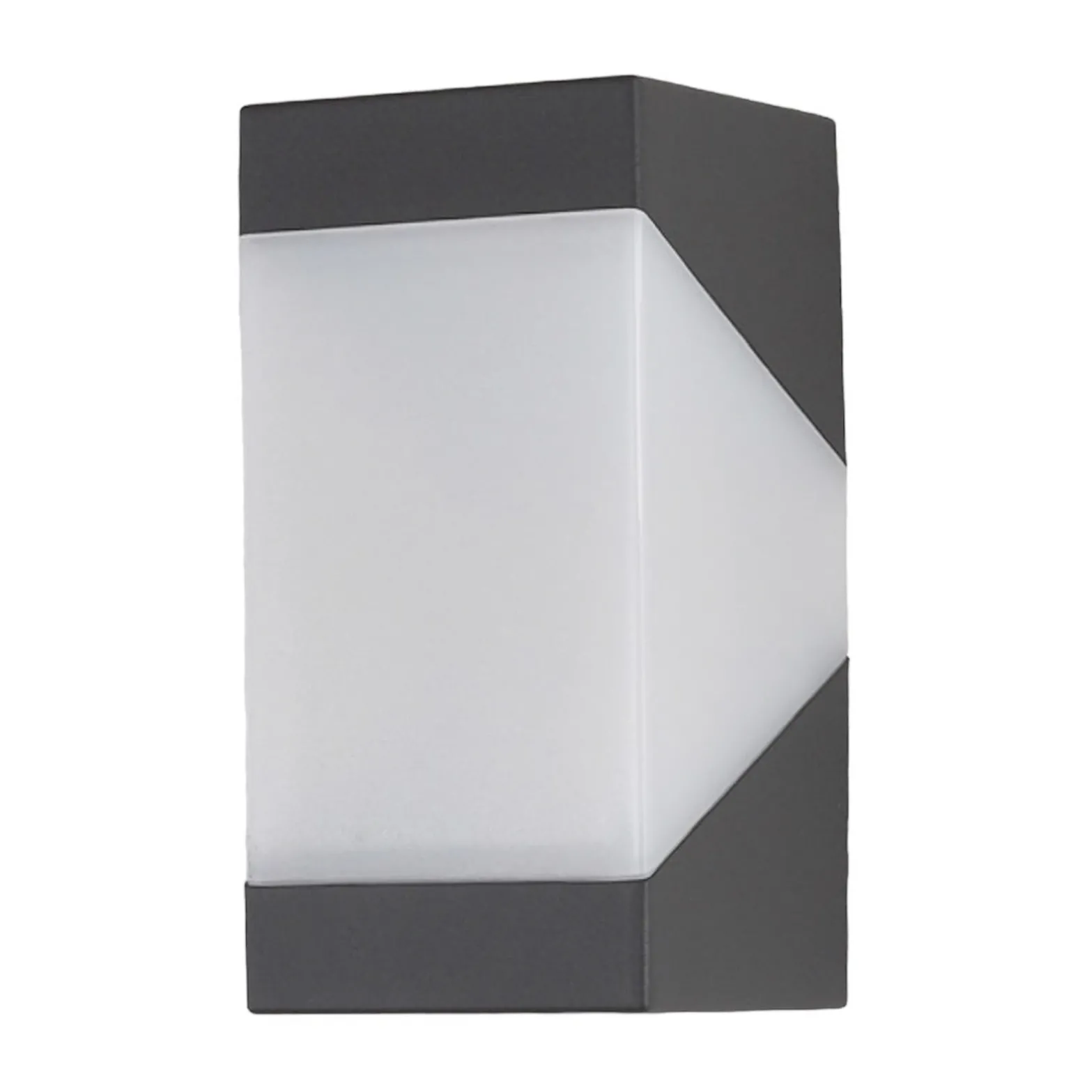 Aplique de exterior Lucande Kiran, gris, metal, IP44, E27