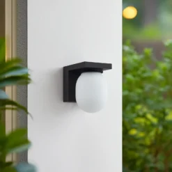 Aplique de exterior Lucande Ovaali, cristal, gris oscuro, IP65