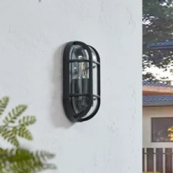 Aplique de exterior Lucande Serine, 27,1 cm, negro, aluminio