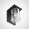Aplique de exterior Lucande Semka, antracita, aluminio, cristal, 20 cm