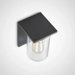 Aplique de exterior Lucande Semka, antracita, aluminio, cristal, 20 cm
