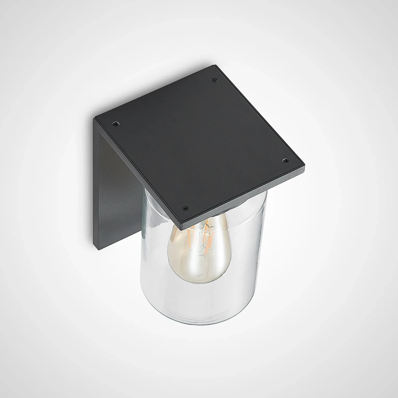 Aplique de exterior Lucande Semka, antracita, aluminio, cristal, 20 cm