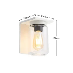 Aplique de exterior Lucande Semka, blanca, aluminio, cristal, 20 cm