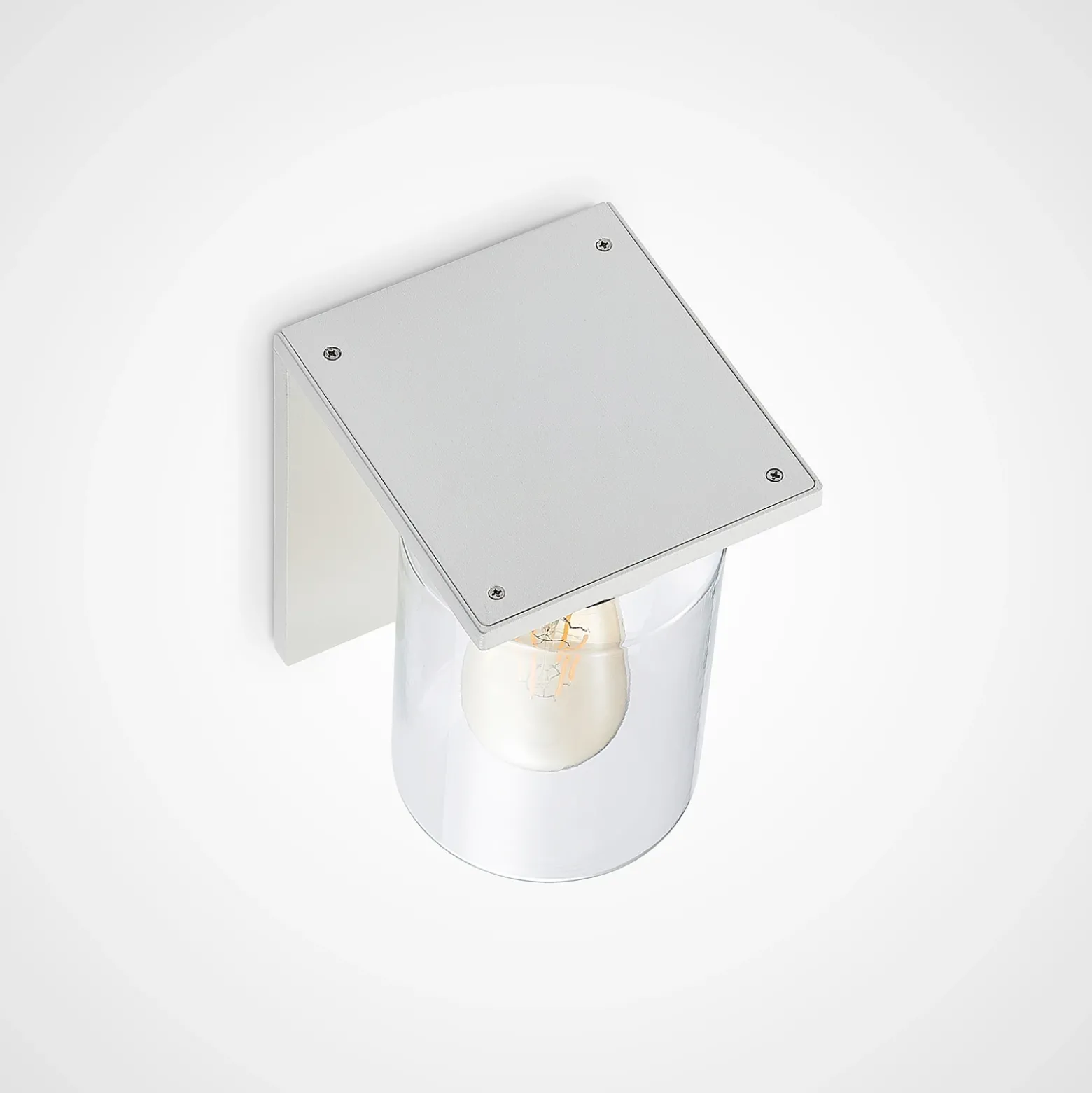 Aplique de exterior Lucande Semka, blanca, aluminio, cristal, 20 cm