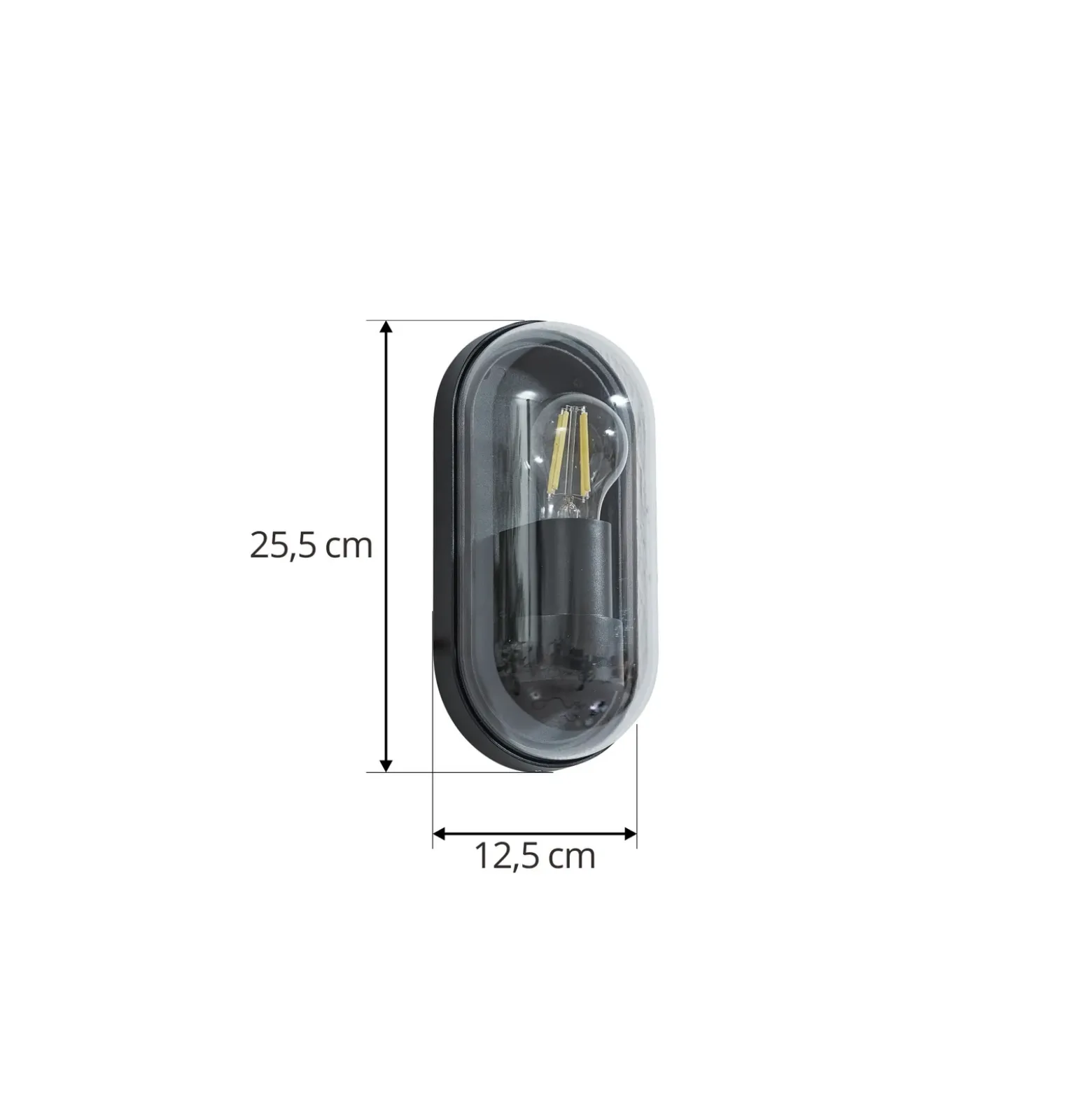 Aplique de exterior Lucande Serine, 25,5 cm, negro, aluminio