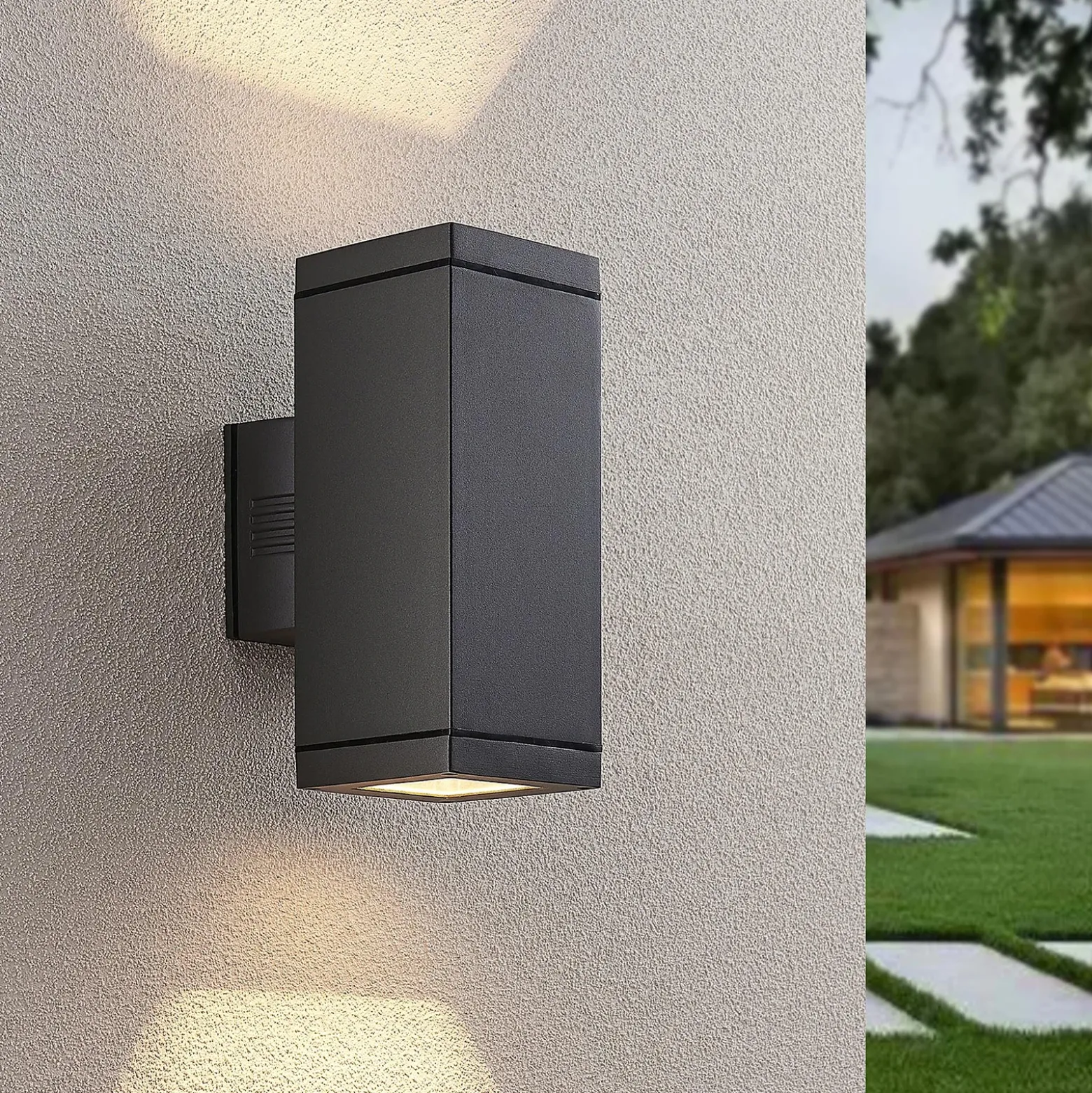 Aplique de exterior Lucande Stani, E27, 2 luces