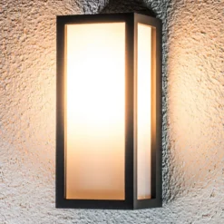 Aplique de exterior Lucande Tame, antracita, metal, 25 cm