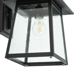 Aplique de exterior Lucande Xavon, negro, farol, E27, IP44