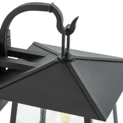 Aplique de exterior Lucande Xavon, negro, farol, E27, IP44
