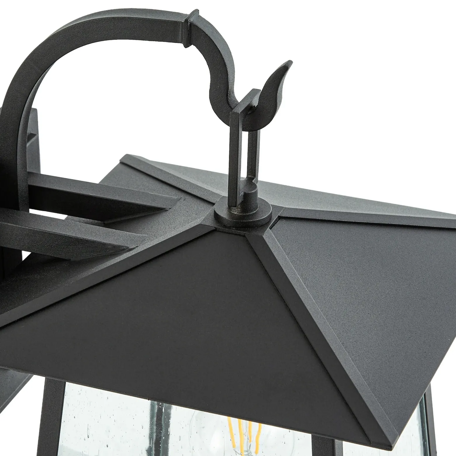 Aplique de exterior Lucande Xavon, negro, farol, E27, IP44