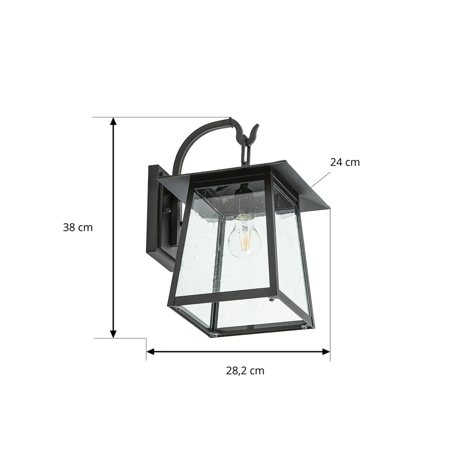 Aplique de exterior Lucande Xavon, negro, farol, E27, IP44