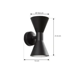 Aplique de exterior Lucande Xalor, negro, IP65, metal, GU10