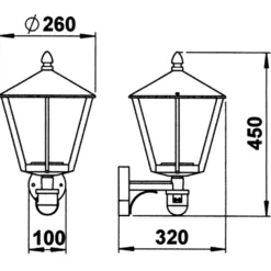Aplique de exterior 671, marrón con detector de movimiento