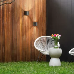 Aplique de exterior Matteo LED, negro, ancho 14 cm, 2 luces.