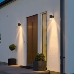 Aplique de exterior Modena, 1 luz, 2 ranuras negro