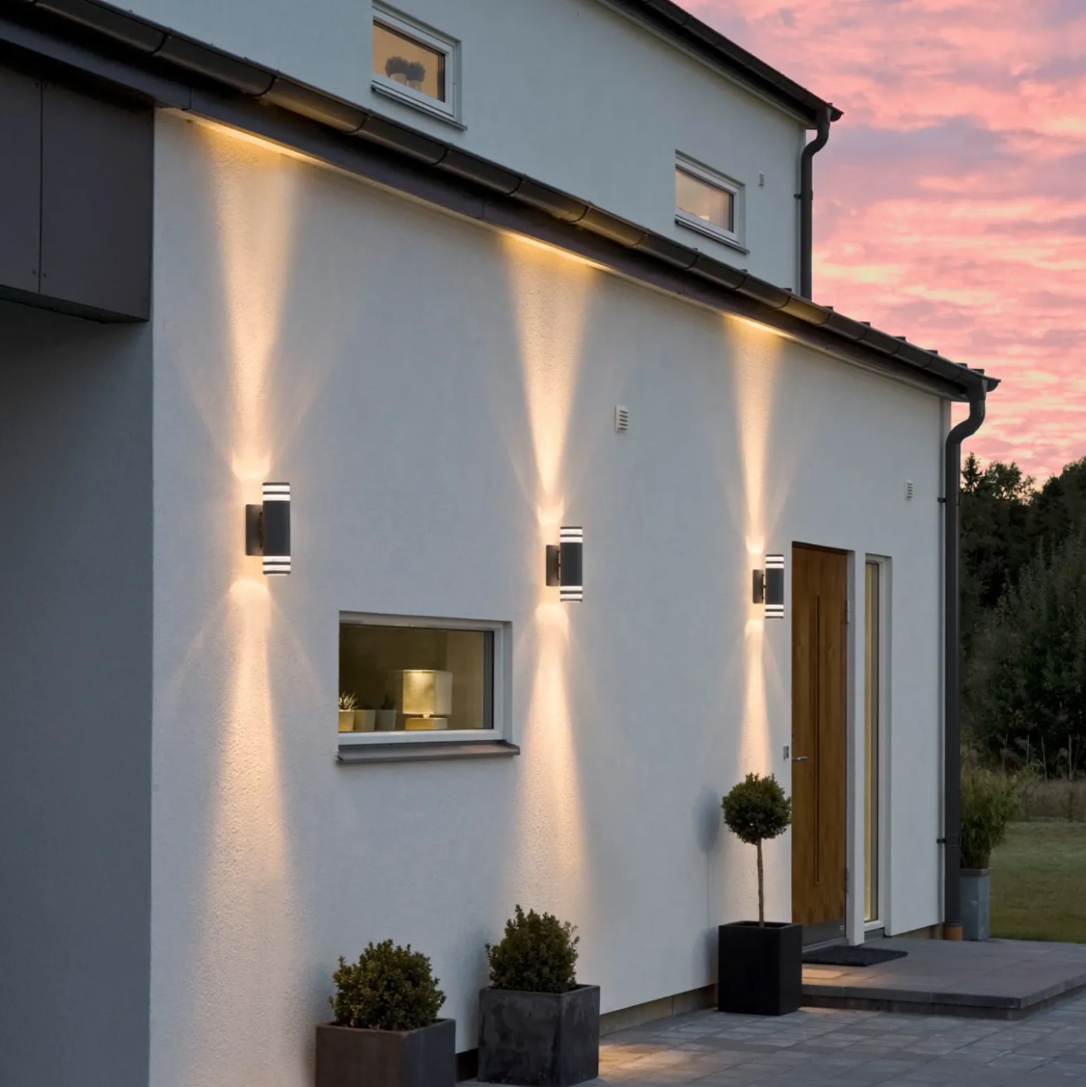 Aplique de exterior Modena, 2 luces, negro