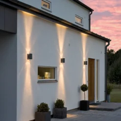 Aplique de exterior Modena, ranura, 2 luces negro