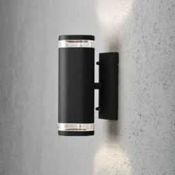 Aplique de exterior Modena, ranura, 2 luces negro