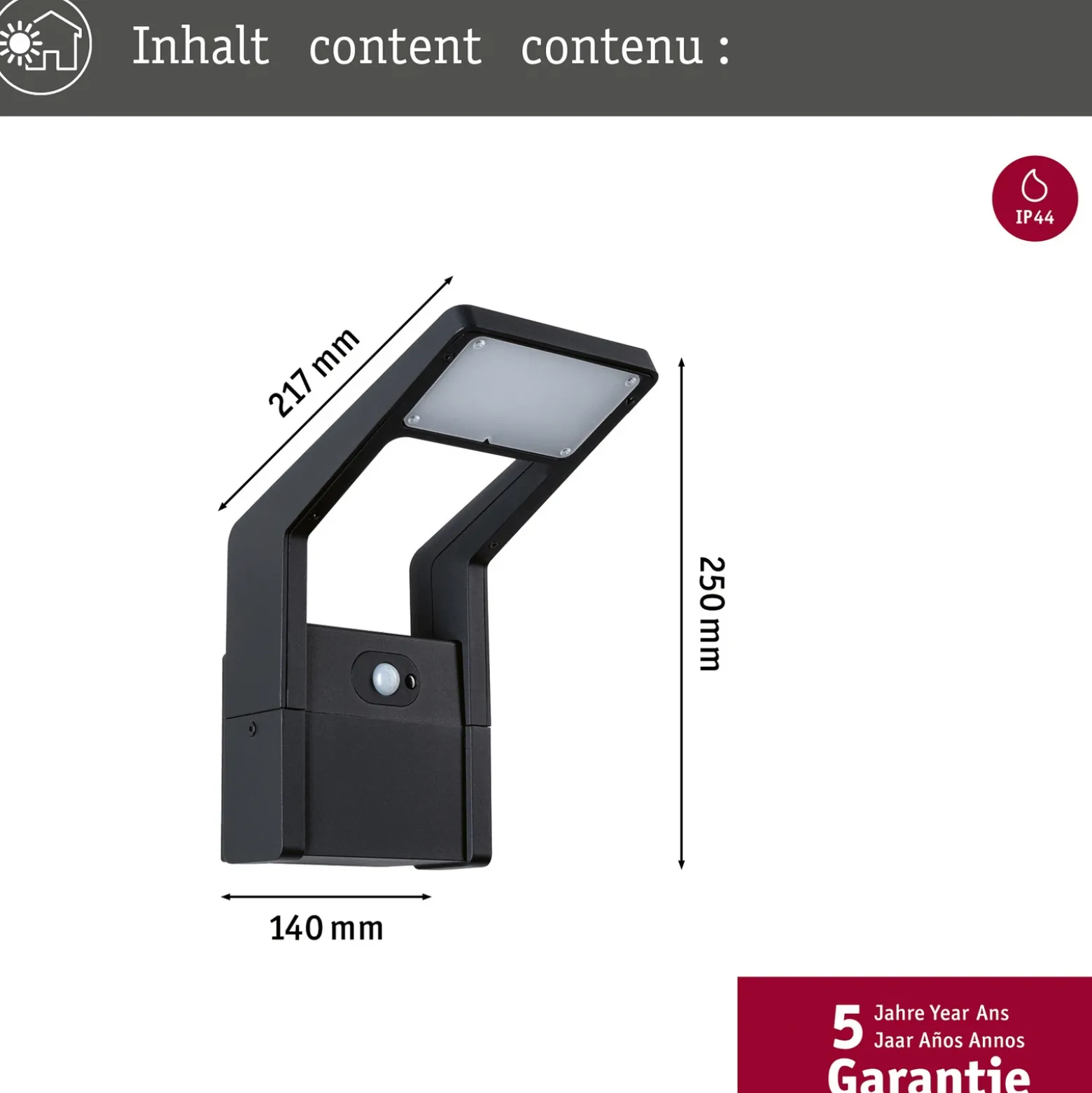 Aplique de exterior Paulmann LED Juntea, aluminio, antracita, sensor