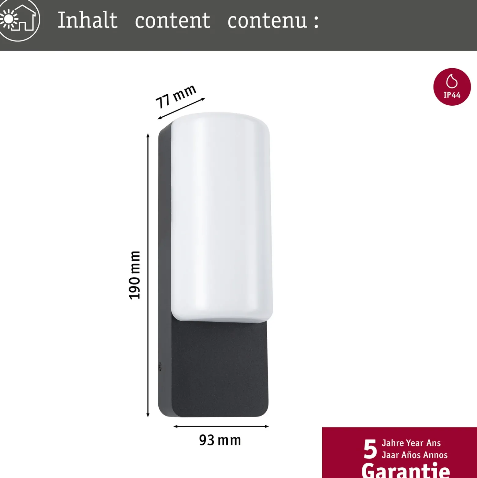 Aplique de exterior Paulmann LED Bonnie, aluminio, antracita