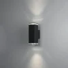 Aplique de exterior Pollux, 23,5 cm, negro, aluminio, 2 luces.