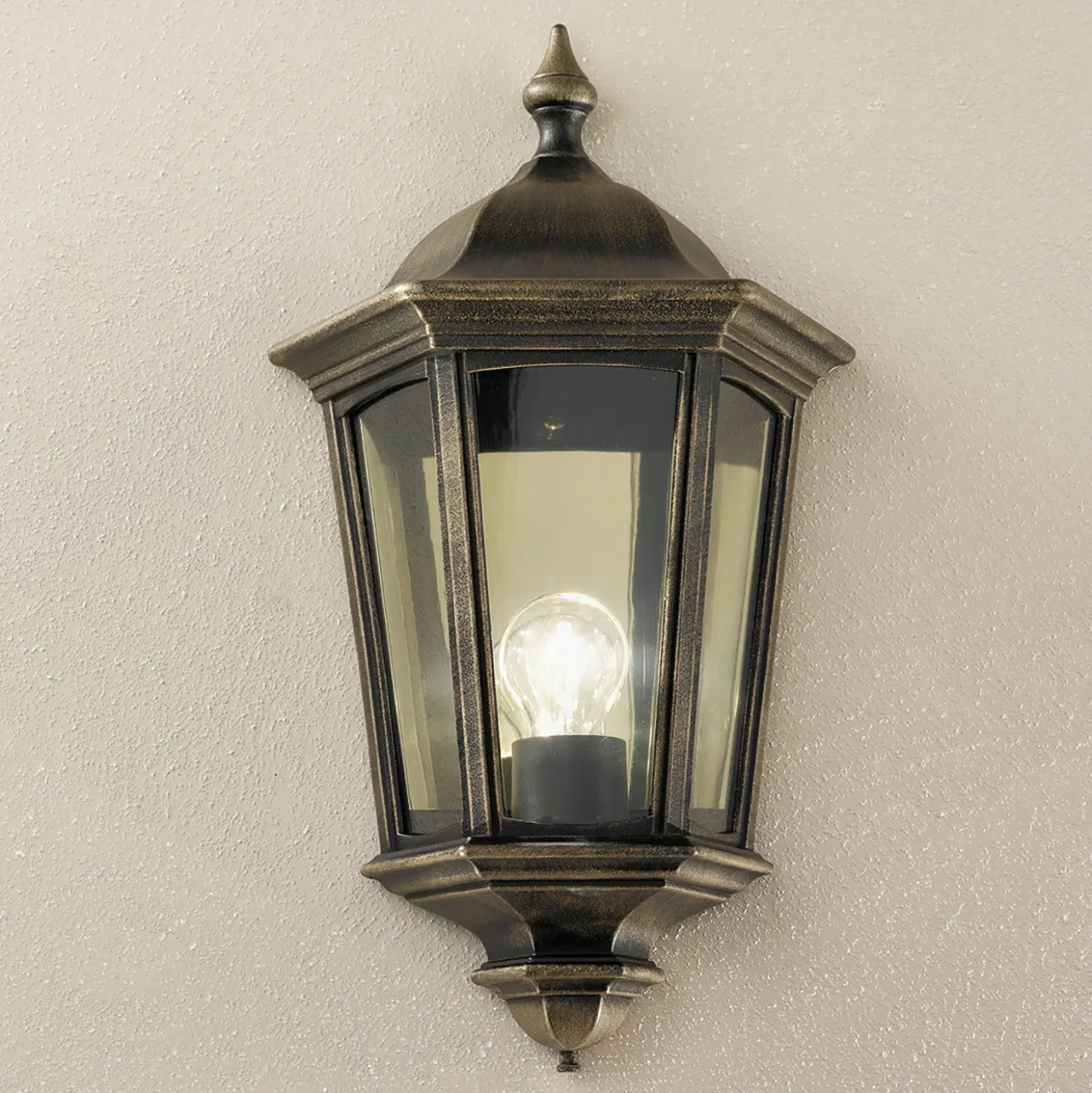 Aplique de exterior Puchberg, directo, negro-oro