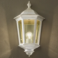 Aplique de exterior Puchberg, directo, blanco-oro