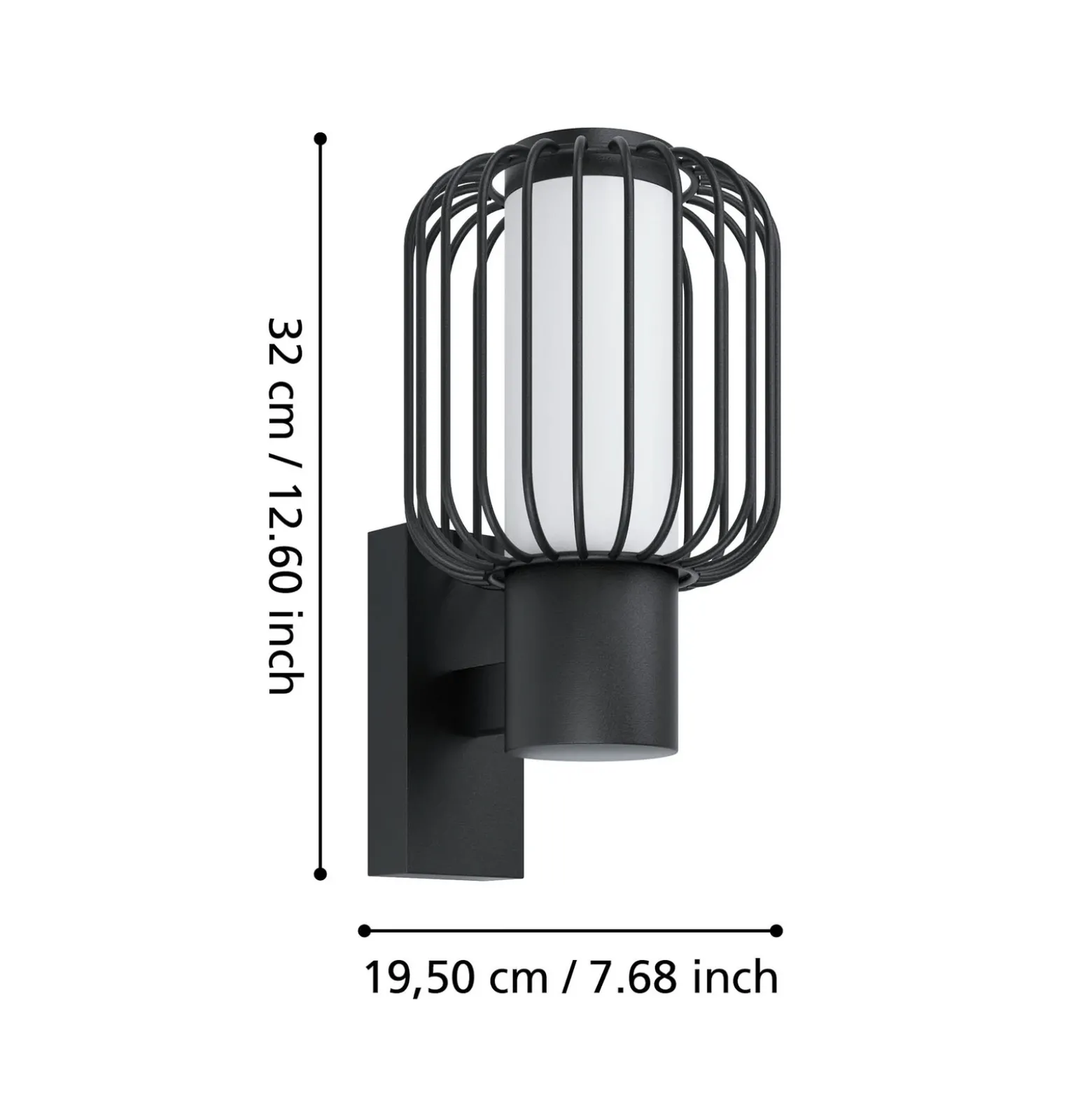 Aplique de exterior Ravello, negro, altura 27 cm, metal